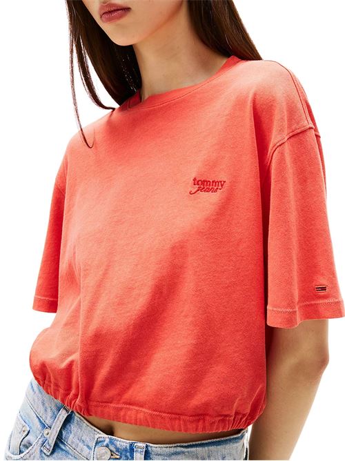 T-shirt crop arancione in cotone Tommy Jeans | DW0DW20324SN6